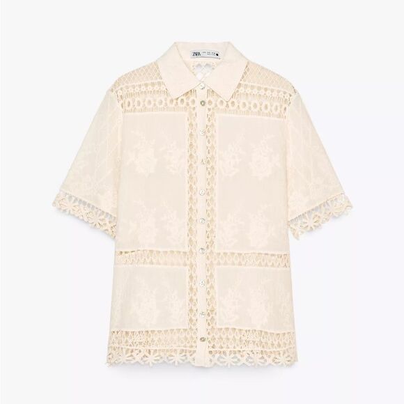 ZARA ZW COLLECTION COMBINATION CROCHET BLOUSE - Picture 5 of 8